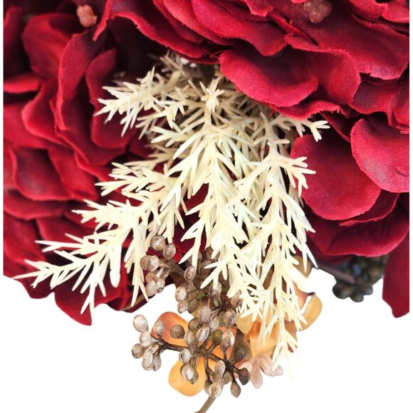 Artificial Fall Floral Bouquet Burgundy Hydrangeas & Orange Sunflowers | Rustic - Picture 8 of 15